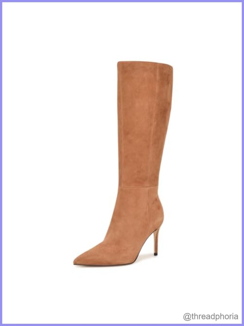 Nine West Cook Wide Calf Suede Knee-High Stiletto Boots Pointy Toe
